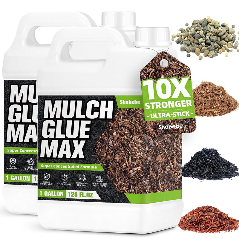 Shabebe Rock & Mulch Glue 2 Gallon, Ultra-Stick Rock Glue for Landscaping, Gravel Binder Non-Toxic Rubber Mulch Lock Adhesive, Heavy Rain & Windproof for Gardens, Pea Gravel Stabilizer, Lasts up to 2 Year - Image 1